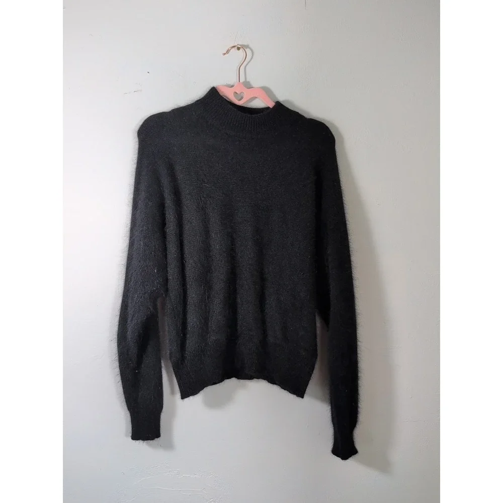 Rafaella Petites Women's VTG Gray Rabbit Hair, Lambswool,‎ Nylon Sweater Size M